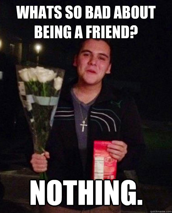 Whats so bad about being a friend? Nothing.  Friendzone Johnny