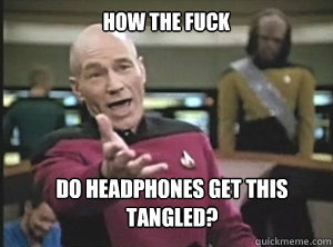 How the fuck do headphones get this tangled? - How the fuck do headphones get this tangled?  Annoyed Picard