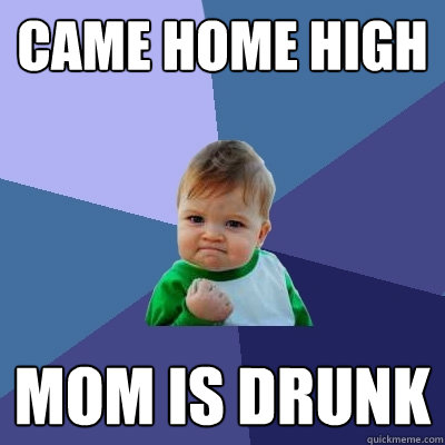 Came home high  mom is drunk   Success Kid