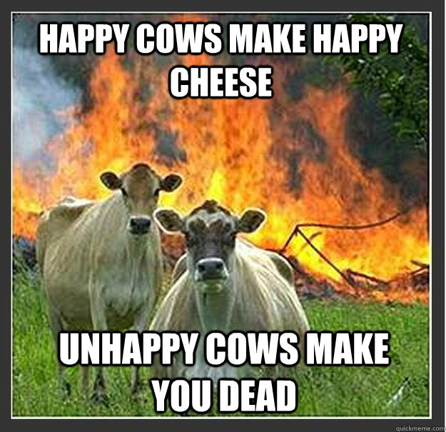 Happy cows make happy cheese unhappy cows make you dead  Evil cows