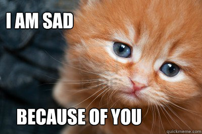 I am sad


           
                       Because of you
 - I am sad


           
                       Because of you
  I am sad cat