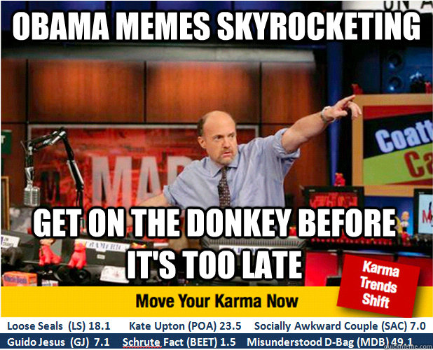 obama memes skyrocketing get on the donkey before it's too late  Jim Kramer with updated ticker