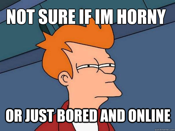 NOT SURE IF IM HORNY OR JUST BORED AND ONLINE  Futurama Fry