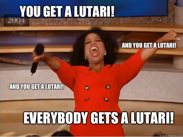 You get a Lutari! Everybody gets a Lutari! And you get a Lutari! And you get a Lutari!  oprah you get a car