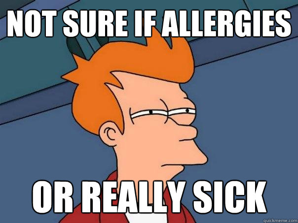 not sure if allergies or really sick  Futurama Fry