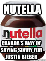 Nutella Canada's way of saying sorry for justin bieber  