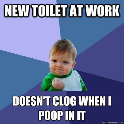 New toilet at work Doesn't clog when I poop in it  Success Kid