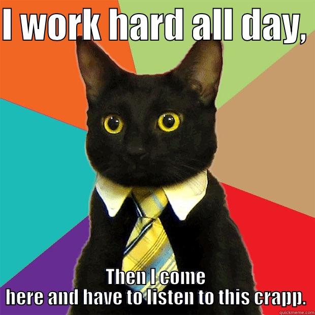 Kitty cat2 - I WORK HARD ALL DAY,  THEN I COME HERE AND HAVE TO LISTEN TO THIS CRAPP. Business Cat