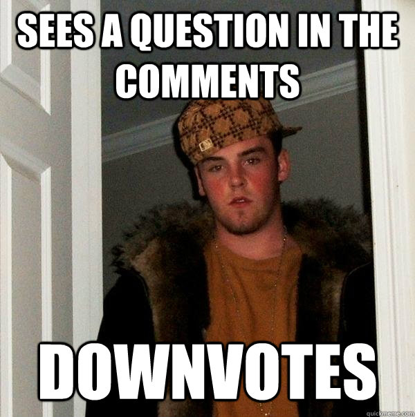 SEES A QUESTION IN THE COMMENTS DOWNVOTES  Scumbag Steve