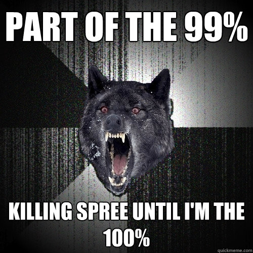 part of the 99% killing spree until i'm the 100%  Insanity Wolf