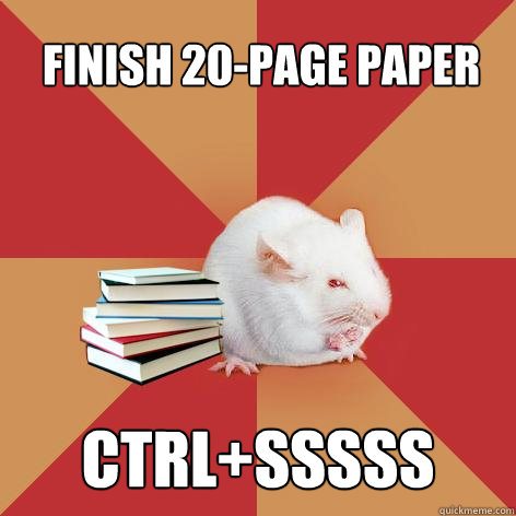 Finish 20-page paper

 CTRL+SSSSS  Science Major Mouse