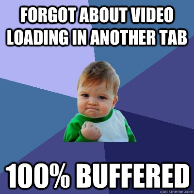 Forgot about video loading in another tab 100% buffered  Success Kid