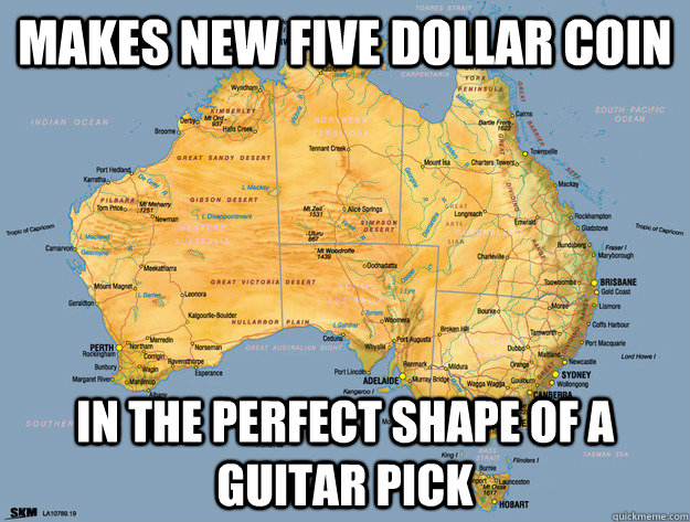 Makes new five dollar coin in the perfect shape of a guitar pick - Makes new five dollar coin in the perfect shape of a guitar pick  Misc