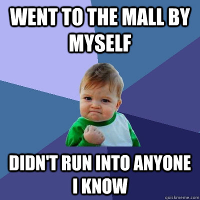 Went to the mall by myself Didn't run into anyone i know  Success Kid