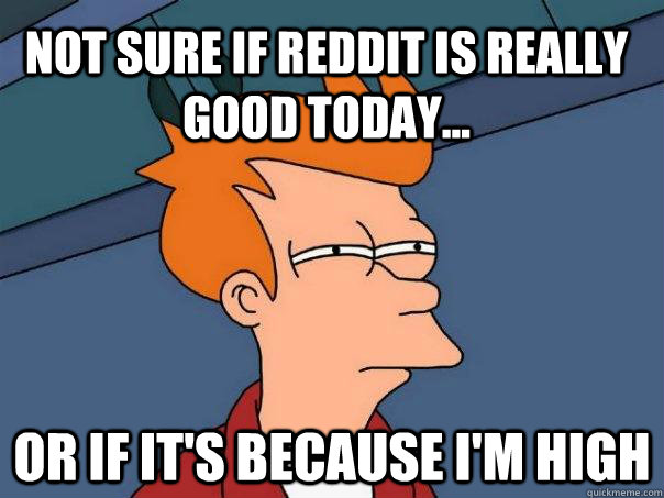 Not sure if reddit is really good today... Or if it's because i'm high  Futurama Fry