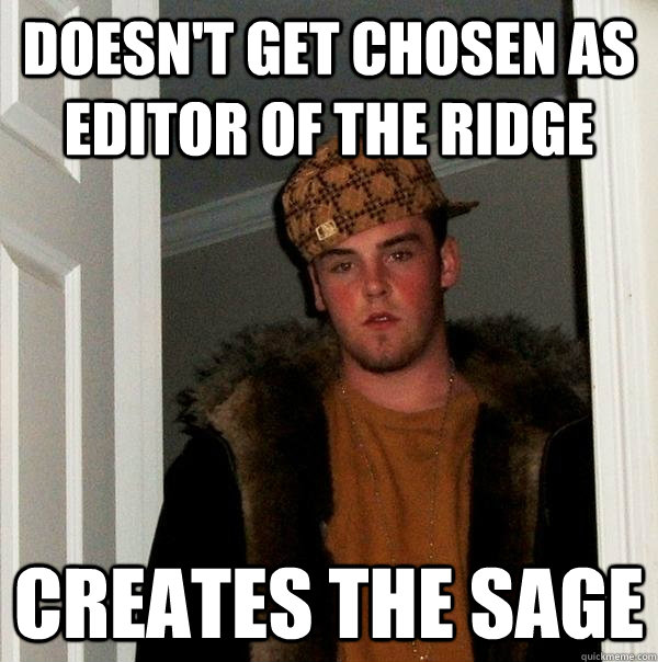 doesn't get chosen as editor of the ridge creates the sage  Scumbag Steve