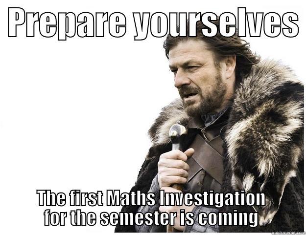 Thursday, Week 2 -  PREPARE YOURSELVES  THE FIRST MATHS INVESTIGATION FOR THE SEMESTER IS COMING Imminent Ned