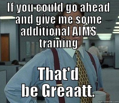 IF YOU COULD GO AHEAD AND GIVE ME SOME ADDITIONAL AIMS TRAINING THAT'D BE GREAATT. Bill Lumbergh