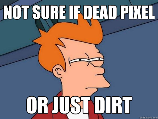 not sure if dead pixel Or just dirt  Futurama Fry