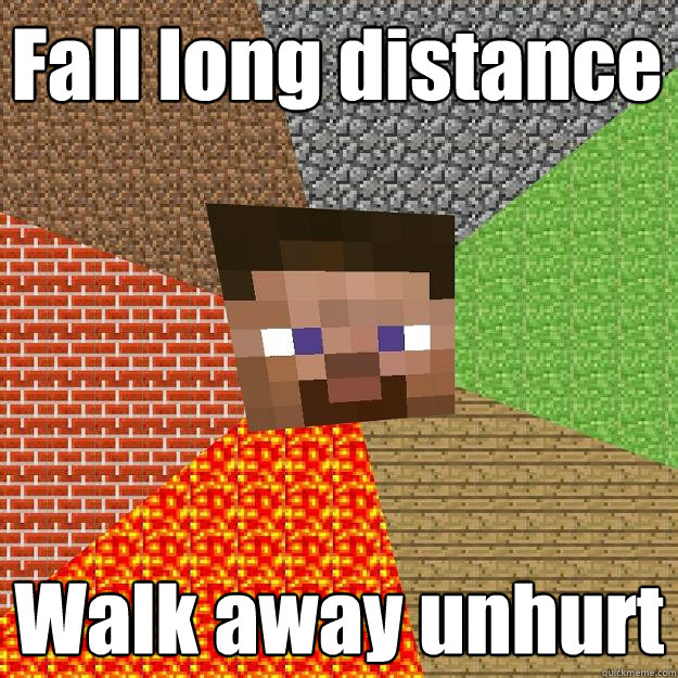 Fall long distance Walk away unhurt  Minecraft