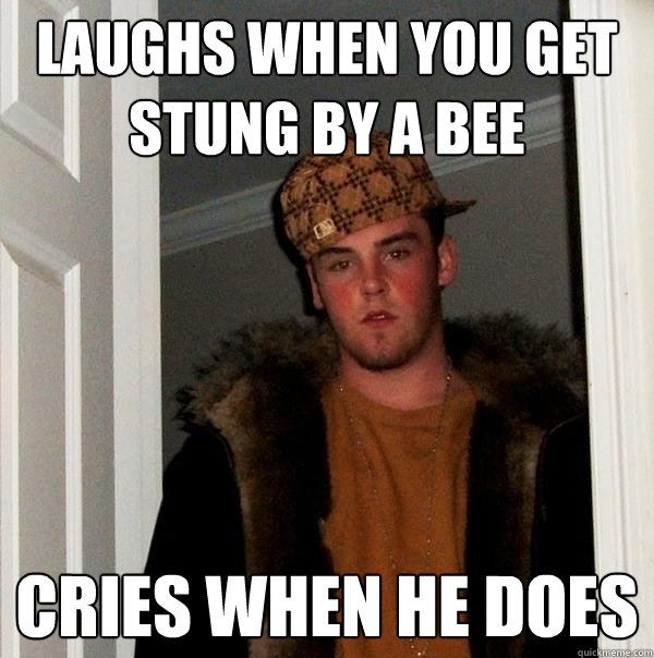 laughs when you get stung by a bee cries when he does - laughs when you get stung by a bee cries when he does  Scumbag Steve