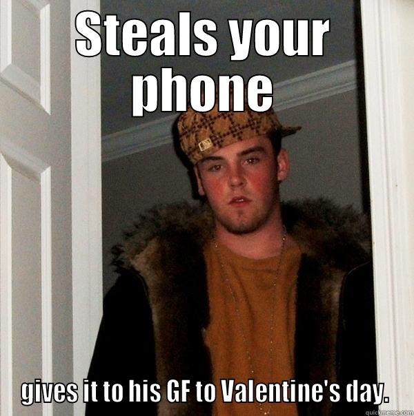 STEALS YOUR PHONE GIVES IT TO HIS GF TO VALENTINE'S DAY. Scumbag Steve