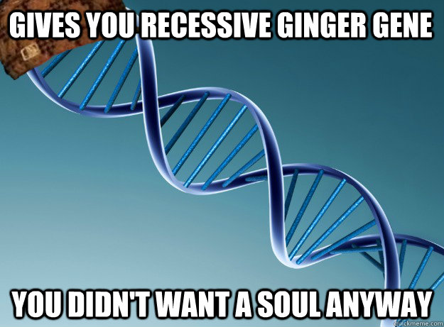 gives you recessive ginger gene you didn't want a soul anyway  Scumbag Genetics