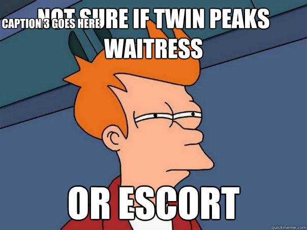 not sure if twin peaks waitress  or escort Caption 3 goes here  Futurama Fry