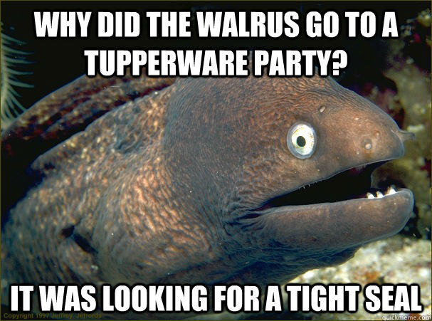 Why did the Walrus go to a tupperware party? It was looking for a tight seal  