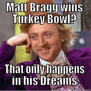 MATT BRAGG WINS TURKEY BOWL? THAT ONLY HAPPENS IN HIS DREAMS Condescending Wonka