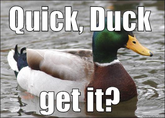 QUICK, DUCK GET IT? Actual Advice Mallard