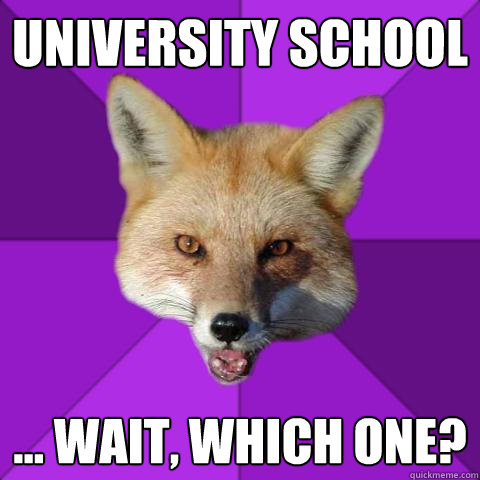 university school ... wait, which one?  Forensics Fox