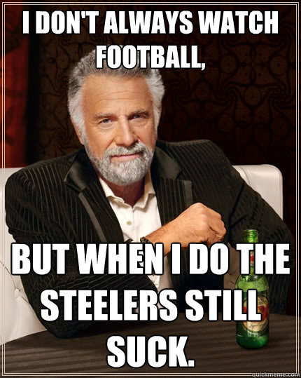 I don't always watch football, But when I do the Steelers still SUCK.  The Most Interesting Man In The World