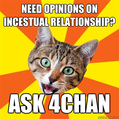 need opinions on incestual relationship? ask 4chan - need opinions on incestual relationship? ask 4chan  Bad Advice Cat