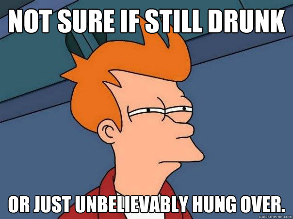 Not sure if still Drunk Or just unbelievably hung over. - Not sure if still Drunk Or just unbelievably hung over.  Futurama Fry