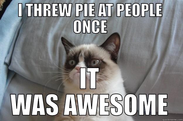 I THREW PIE AT PEOPLE ONCE IT WAS AWESOME Grumpy Cat