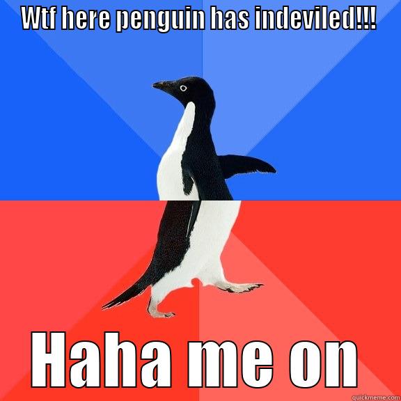 WTF HERE PENGUIN HAS INDEVILED!!! HAHA ME ON Socially Awkward Awesome Penguin