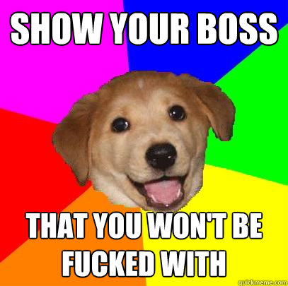 Show your boss that you won't be fucked with   Advice Dog