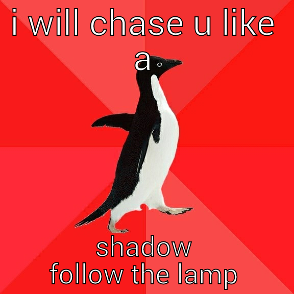 I WILL CHASE U LIKE A SHADOW FOLLOW THE LAMP Socially Awesome Penguin