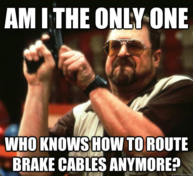 AM I THE ONLY ONE WHO KNOWS HOW to ROUTE BRAKE CABLES ANYMORE?  Angry Walter