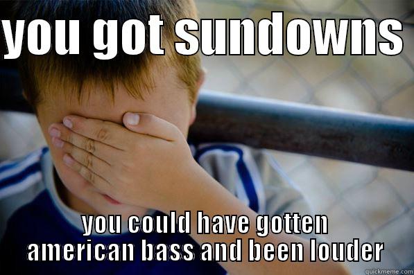 YOU GOT SUNDOWNS  YOU COULD HAVE GOTTEN AMERICAN BASS AND BEEN LOUDER Confession kid