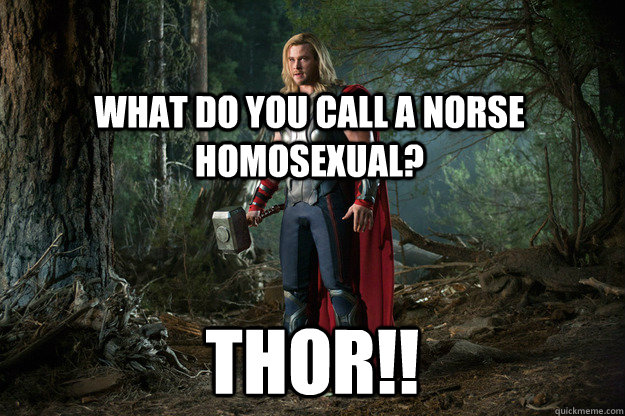 What do you call a norse homosexual? thor!! - What do you call a norse homosexual? thor!!  THOR!!