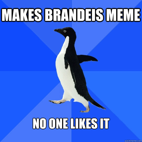 Makes brandeis meme no one likes it - Makes brandeis meme no one likes it  Socially Awkward Penguin