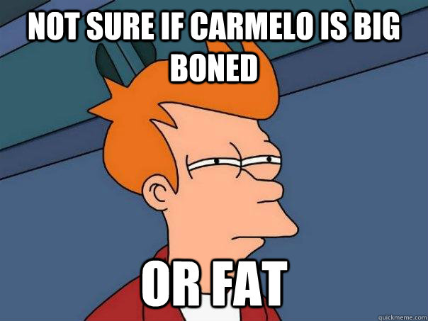 Not sure if Carmelo is big boned or fat  Futurama Fry