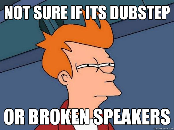 Not sure if its dubstep Or broken speakers  Futurama Fry