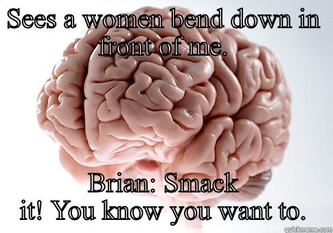 SEES A WOMEN BEND DOWN IN FRONT OF ME. BRIAN: SMACK IT! YOU KNOW YOU WANT TO. Scumbag Brain