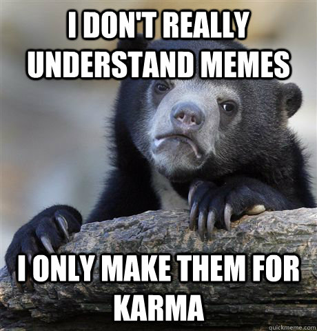 I don't really understand memes I only make them for karma - I don't really understand memes I only make them for karma  Confession Bear