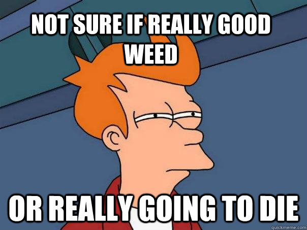 Not sure if really good weed or really going to die  Futurama Fry