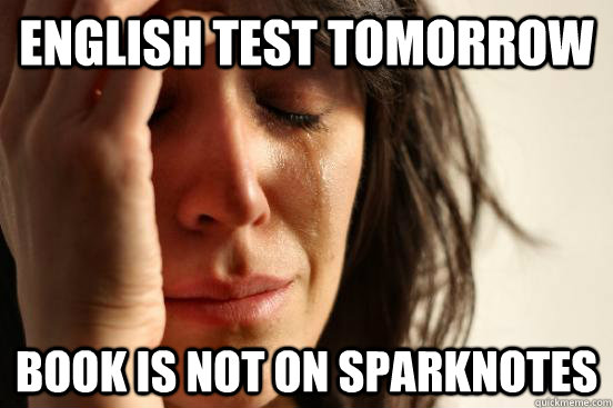 English Test Tomorrow Book is not on sparknotes - English Test Tomorrow Book is not on sparknotes  First World Problems