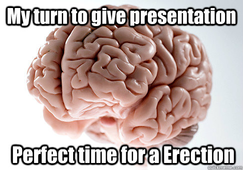 My turn to give presentation  Perfect time for a Erection   Scumbag Brain